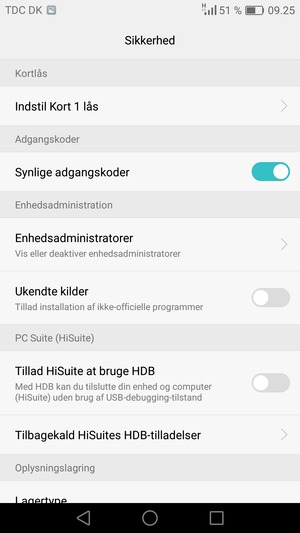 Vælg Indstil Kort lås