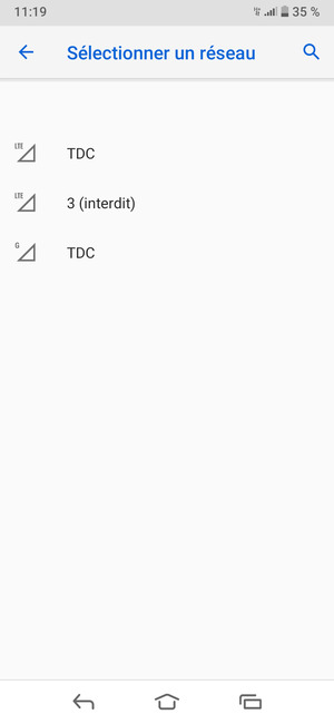 Sélectionnez un opérateur réseau dans la liste