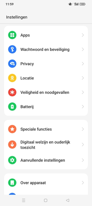 Scroll naar en selecteer Wachtwoord en beveiliging