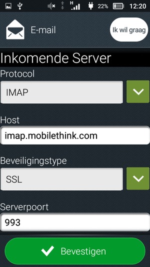 Scroll naar beneden en voer Exchange-serveradres in