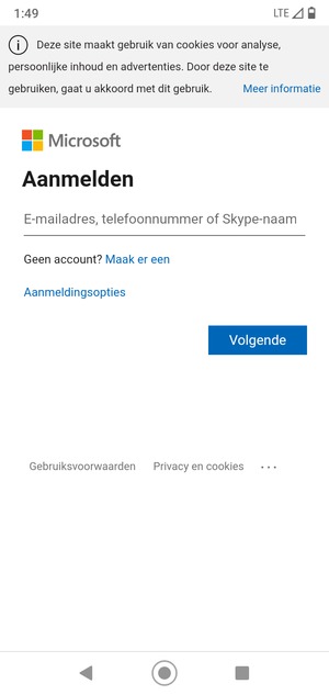 Voer uw e-mailadres in en selecteer Volgende