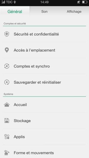 Faites défiler et sélectionnez Sécurité et confidentialité