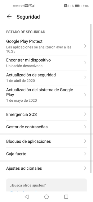 Desplácese y seleccione Ajustes adicionales