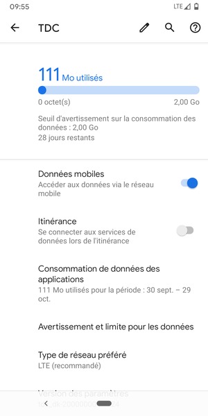Sélectionnez Type de réseau préféré