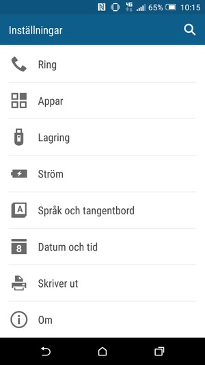 Scrolla till och välj Om