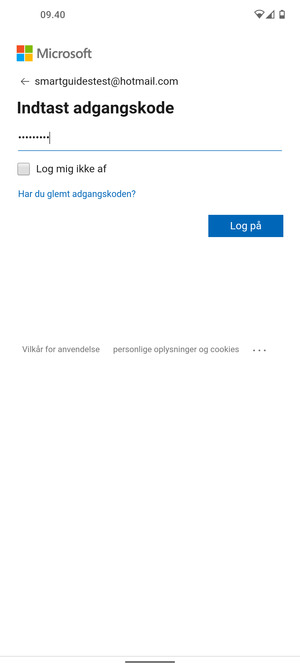 Indtast din adgangskode og vælg Log på