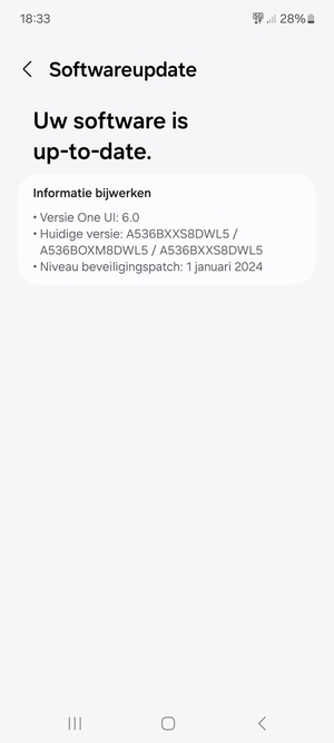 Als uw telefoon up-to-date is, zult u het volgende scherm zien