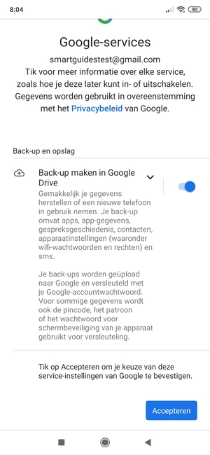 Selecteer Accepteren