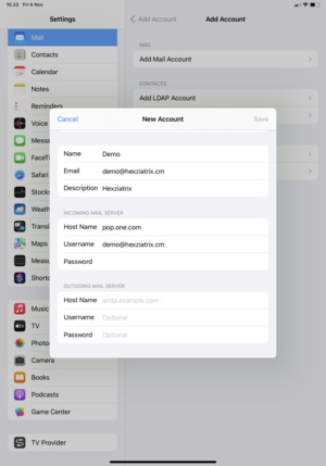 Enter email information for OUTGOING MAIL SERVER and select Save