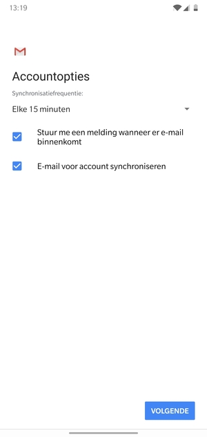 Selecteer VOLGENDE