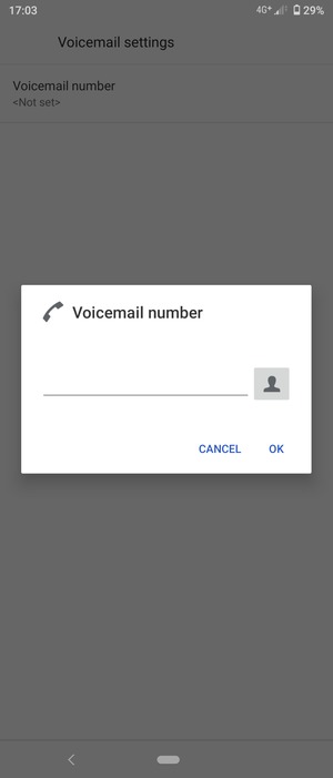 Enter the Voicemail number and select OK