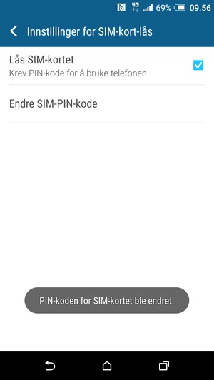 Din PIN-kode for SIM-kort er endret
