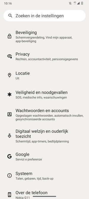 Scroll naar en selecteer Beveiliging