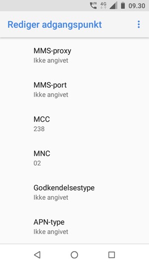 Scroll ned og indtast MMS-oplysninger
