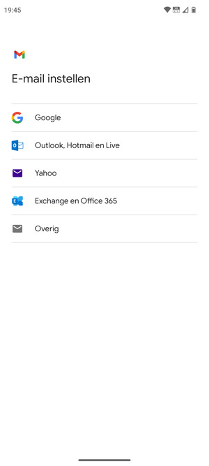 Selecteer Exchange en Office 365