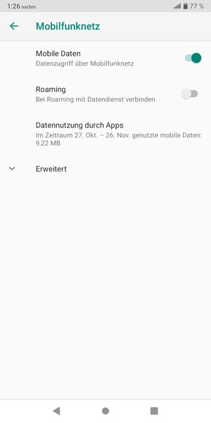 Wählen Sie Erweitert