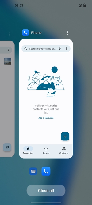 Select Close all to close all running apps