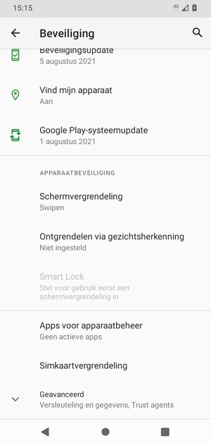 Scroll naar en selecteer Simkaartvergrendeling