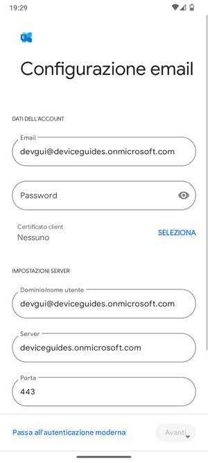 Inserisci la tua password