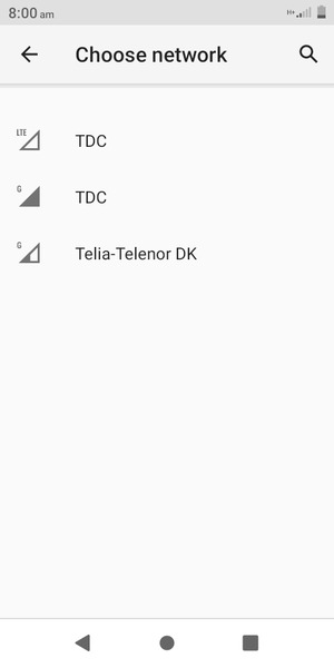 Select a network operator from the list