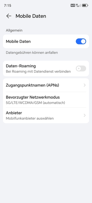 Wählen Sie Zugangspunktnamen (APNs)