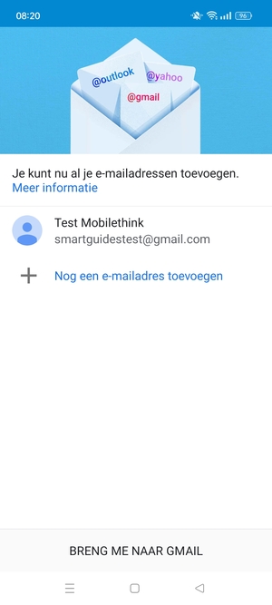 Selecteer BRENG ME NAAR GMAIL