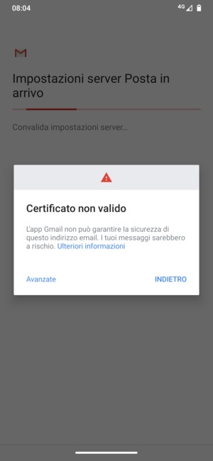 Seleziona INDIETRO