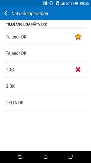Välj en nätverksoperatör från listan