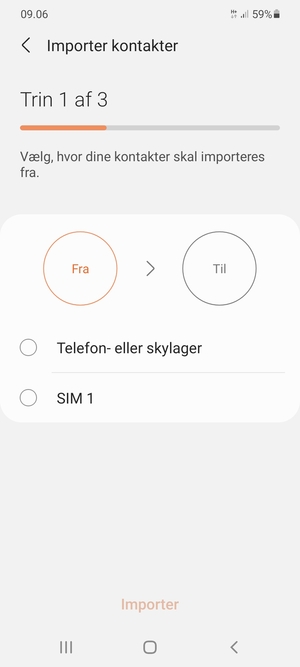 Vælg SIM 1 eller SIM 2