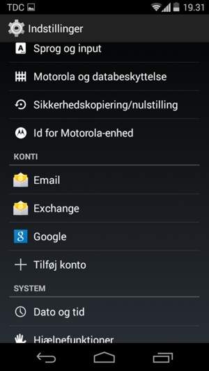 Scroll til og vælg Google