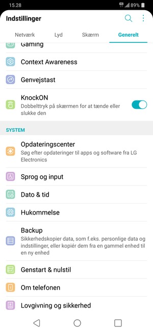 Bla til og velg Backup