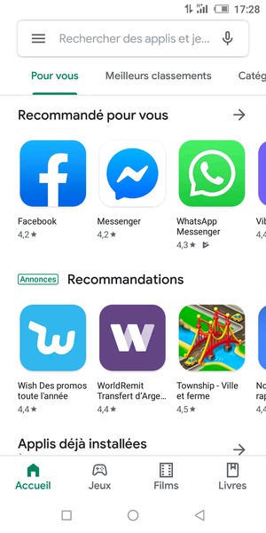 Sélectionnez la barre de Recherche