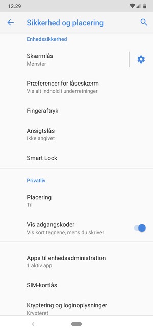 Vælg SIM-kortlås