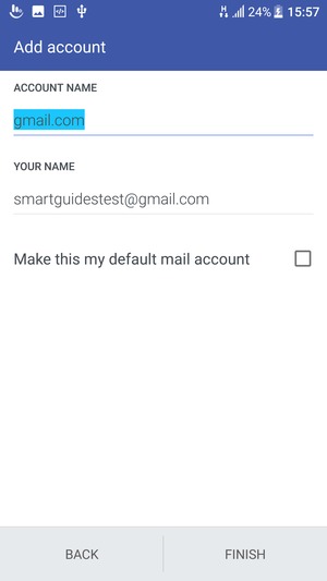 Give your account a name and enter your name. Select FINISH