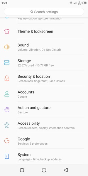 Scroll to and select Security & location