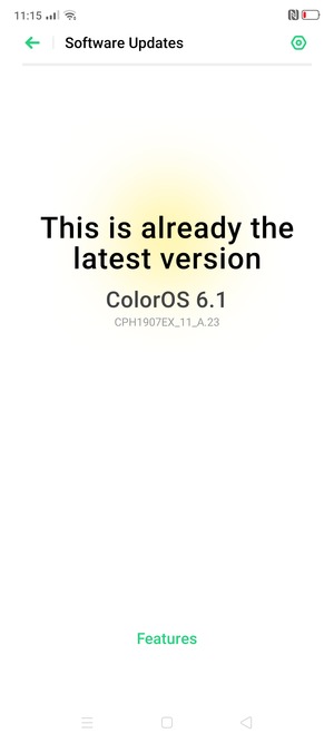 If your phone is up to date, you will see the following screen