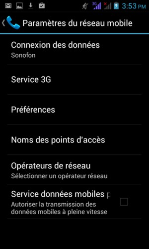 Sélectionnez Opérateurs de réseau