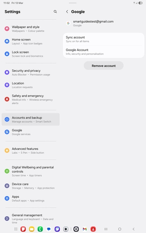 Select Sync account