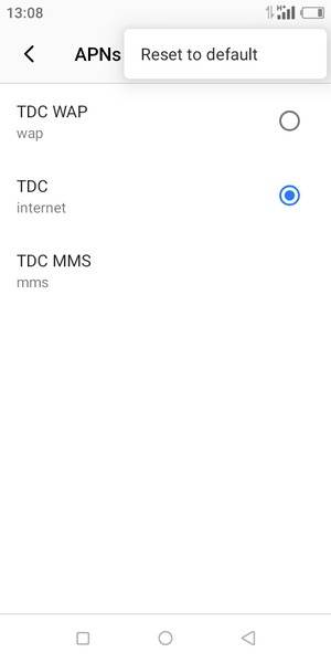 Select Reset to default