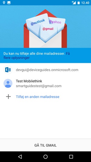 Vælg GÅ TIL GMAIL