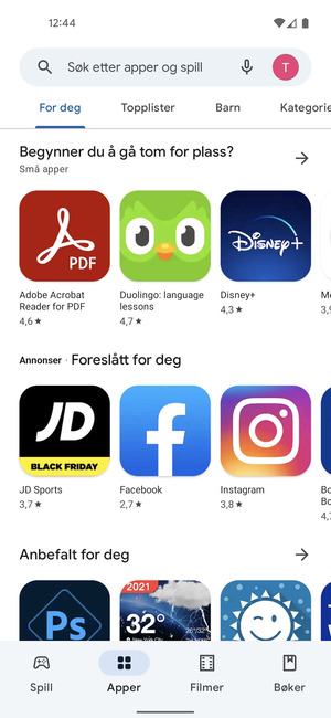 Velg søkefelt