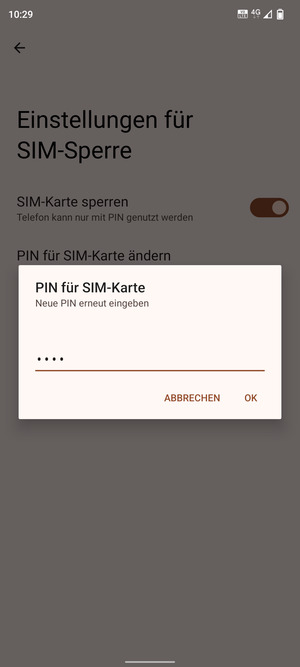 Bestätigen Sie Ihre neue PIN der SIM-Karte und wählen Sie OK