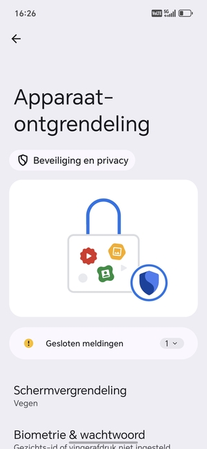 Selecteer Schermvergrendeling
