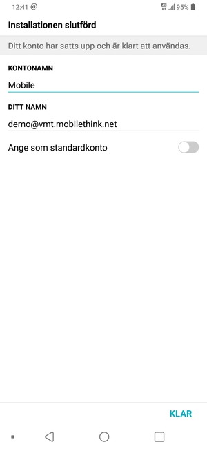 Ge ditt konto ett namn och ange ditt namn. Välj KLAR