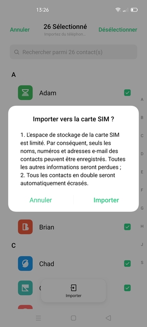 Sélectionnez Importer