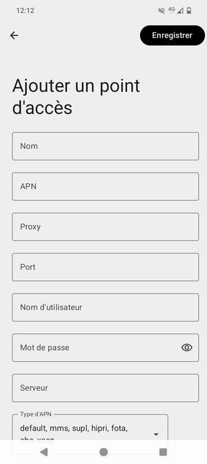 Saisissez les informations MMS