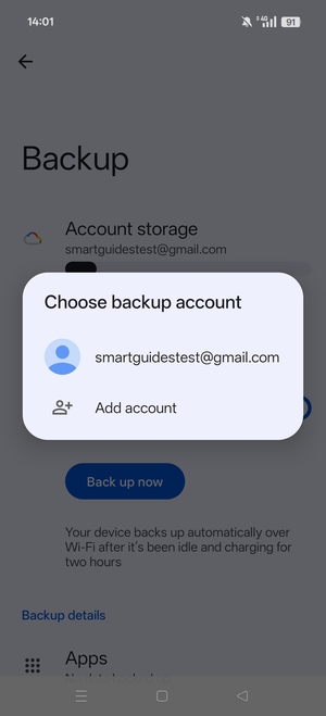 Select your backup account