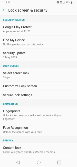Select Select screen lock