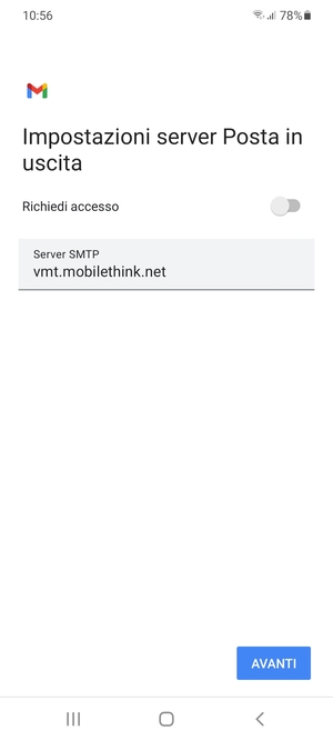 Disattiva Richiedi accesso e seleziona AVANTI