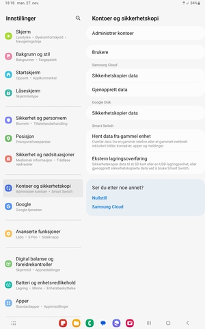 Gå tilbake til Kontoer og sikkerhetskopi-menyen og velg Administrer kontoer